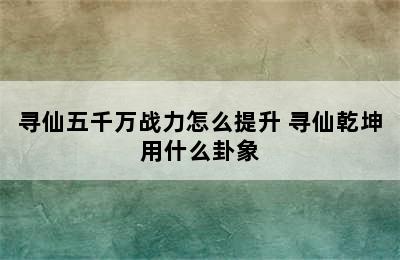 寻仙五千万战力怎么提升 寻仙乾坤用什么卦象